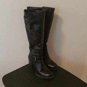 Natural Soul Wide Calf Black Heeled Boots size 7.5
